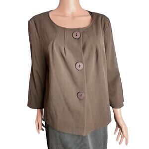 RQT Womens Cropped Knit Blazer 14 Pleated Bell Sleeve Soft Career Camelot